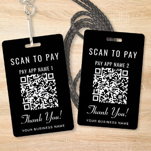 Badge Codes QR de paiement Scan to Pay 2 noirs