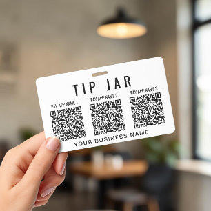 Badge Codes QR du pot à pourboires pour plusieurs applic