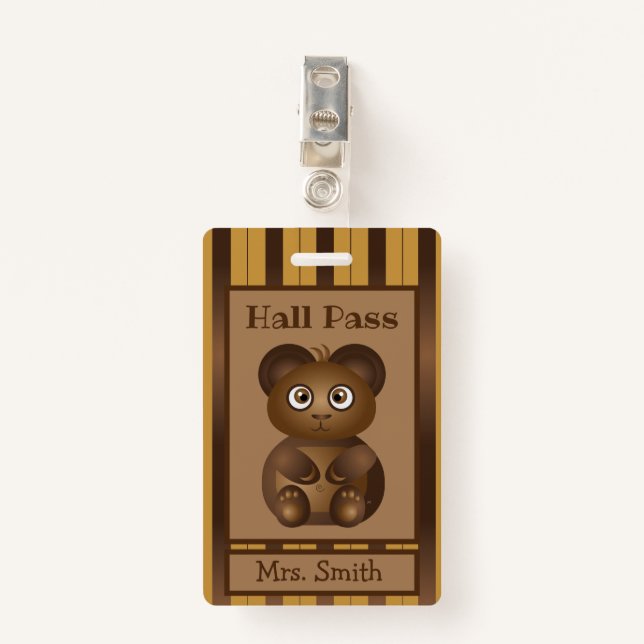 Badge col de la maternelle de l'ours Brown (Devant avec clip)