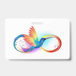 Badge Colibri arc-en-ciel avec symbole d'infini