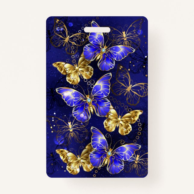 Badge Composition avec papillons Sapphire (Devant)