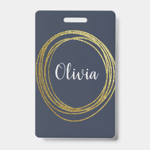 Badge Conception de cercle abstrait en or faux avec nom