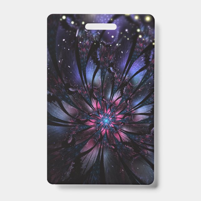 Badge Conception de fleur fractale abstraite.  (Avant)