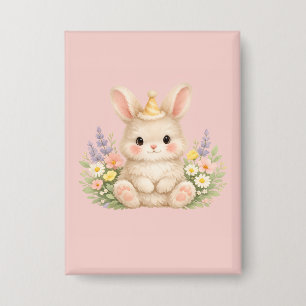 Badge Conception de fleur sauvage de lapin duveteux pour