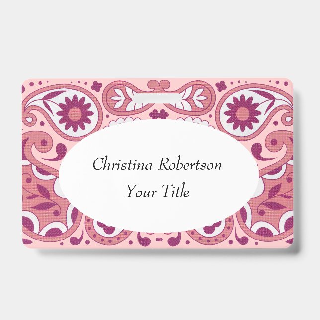 Badge Conception de fleurs de Paisley blanc rose vif gou (Avant)