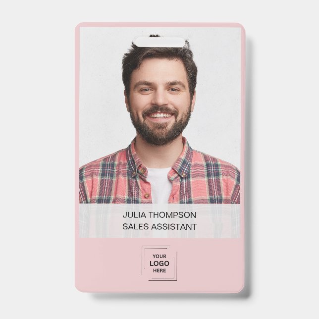 Badge Conception d'identité professionnelle moderne rose (Avant)