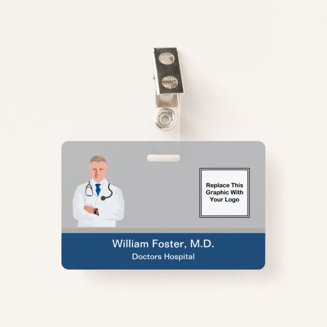 Badge Conception du Modèle photo du personnel hospitalie (Devant avec clip)