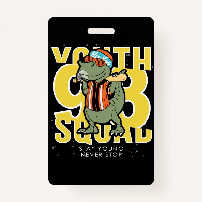 Badge conception vectorielle du dinosaure cool dessiné à (Devant)