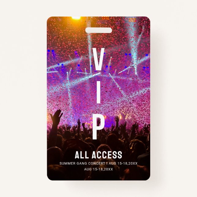 Badge Concert de carte d'accès VIP All (Devant)