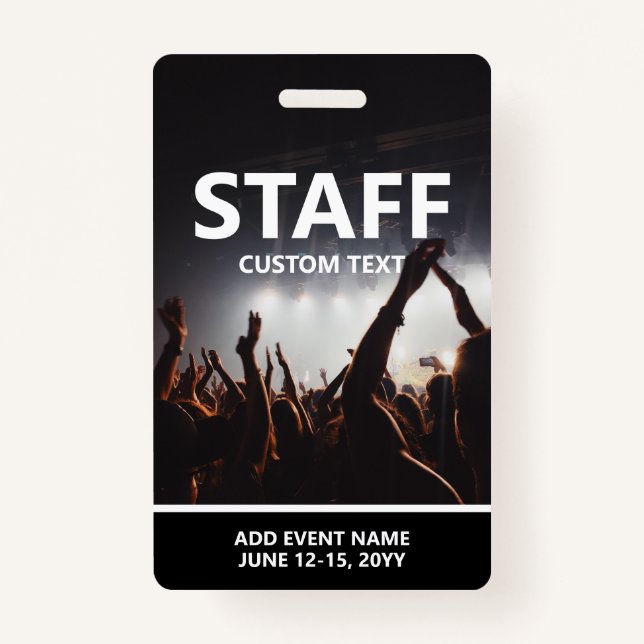 Badge Concert Event Access Pass Personnel personnalisé (Devant)