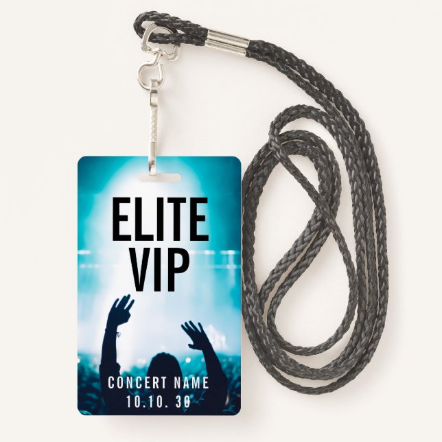 Badge Concert pour nom personnalisé de la photo d'événem (Derrière avec lanière)