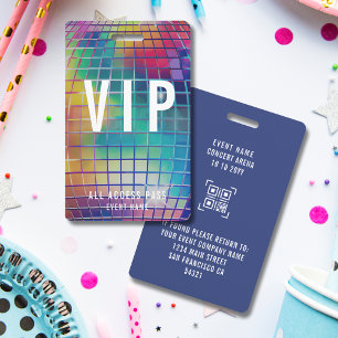 Badge Concert VIP personnalisé All Access Pass QR Code D