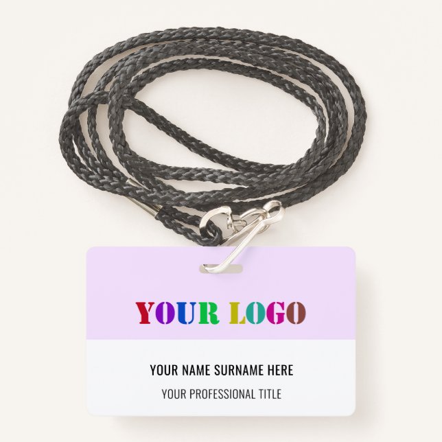 Badge Concevez votre propre entreprise Logo Nom Modèle B (Devant avec lanière)