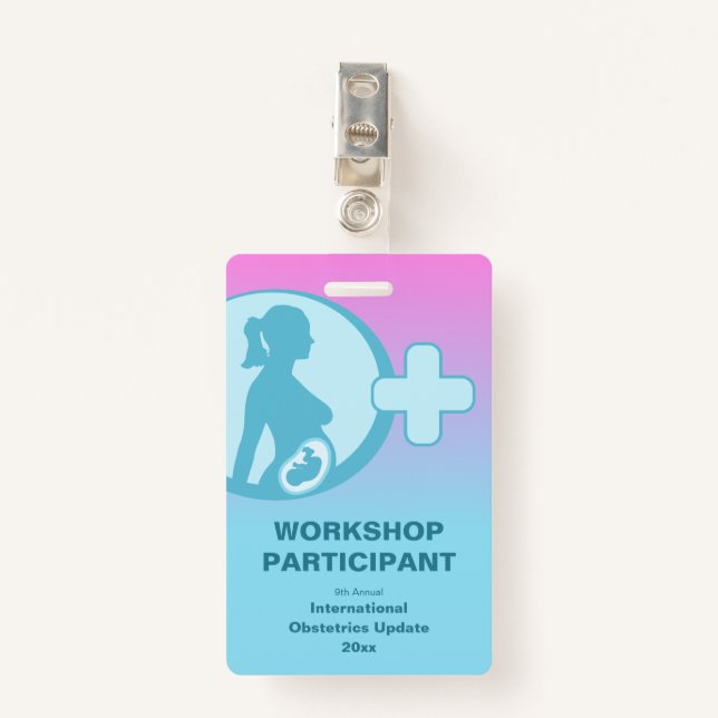 Badge Conférence Médicale sur l'obstétrique et la gynéco (Devant avec clip)