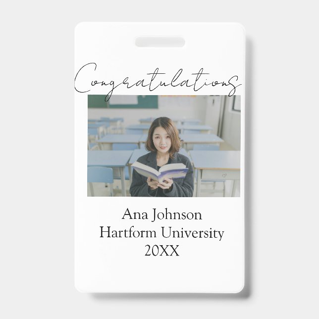 Badge Congratulations photo graduate name university yea (Front)