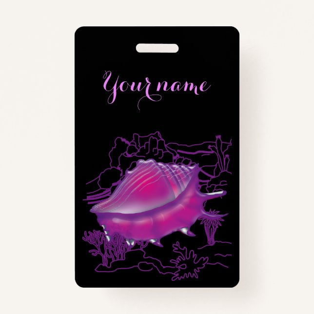 Badge Coquille marine rose (Devant)