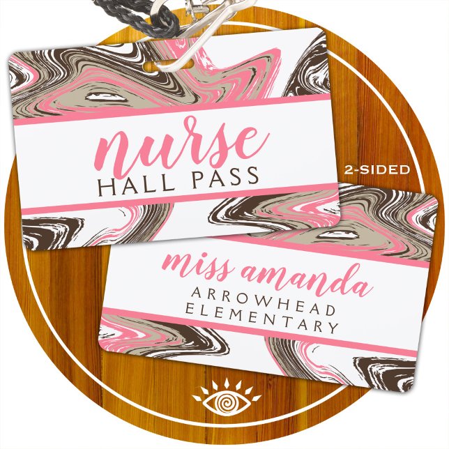 Badge corail et coups de chocolat NURSE HALL PASS (Créateur téléchargé)