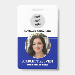Badge Costom Entreprise Employé Entreprise logo bleu cli
