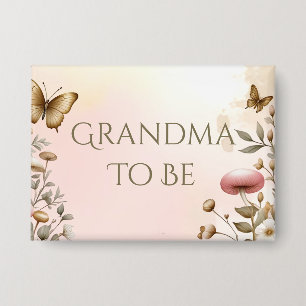 Badge Cottage Core Champignons et Fleurs   Grand-mère