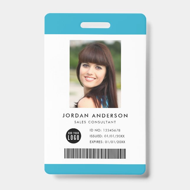 Badge Couleur modifiable Ajouter un logo Code-barres Pho (Avant)