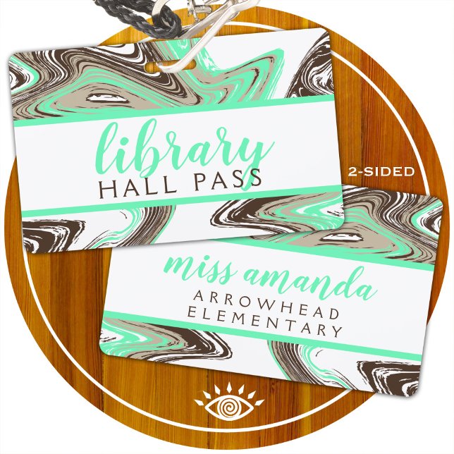 Badge coups de menthe et de chocolat BIBRARY HALL PASS (Créateur téléchargé)