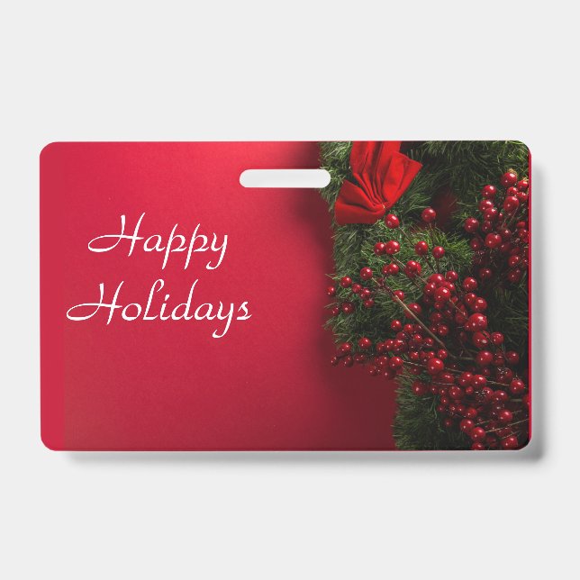 Badge couronne de noël avec baies rouges (Avant)