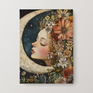 Badge Couvercle floral et lune de croissant 2