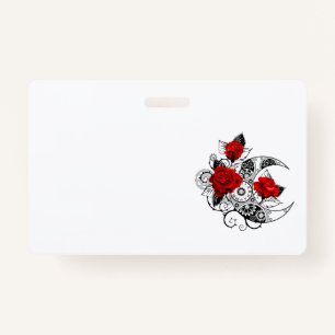 Badge Croissant mécanique avec roses rouges