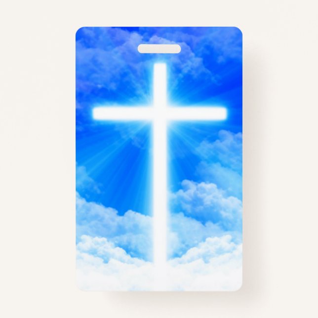 Badge Croix de la lumière Jésus Christ, christianisme pe (Devant)