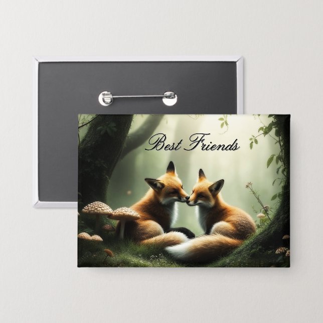 Badge Cuddle Fox dans Misty Forest Personnalisé (Recto/Verso)