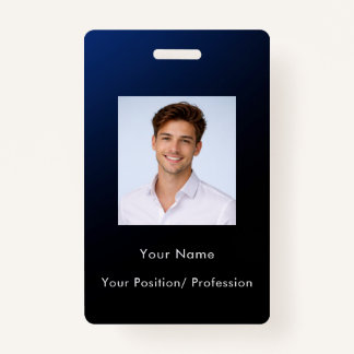 Badge Custom Classy Modern Blue Gradient Employee Photo