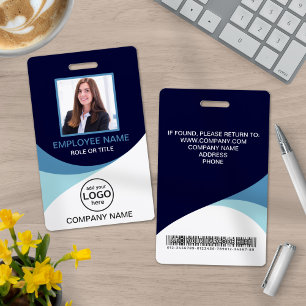 Badge Custom photo corporate employee name tags Blue