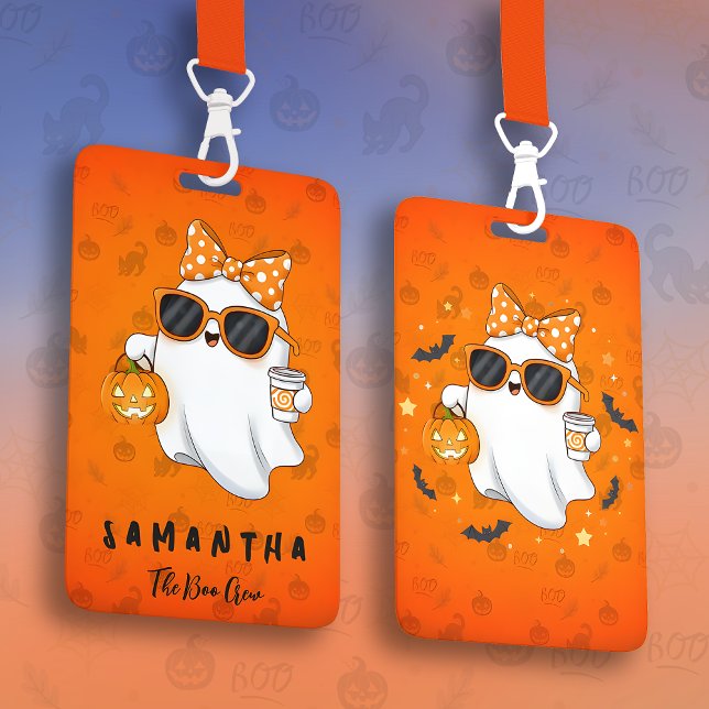 Badge Cute Halloween Ghost Citrouille épice personnalisé (Créateur téléchargé)
