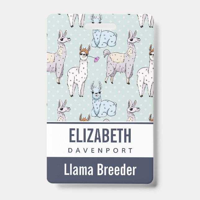 Badge Cute Llama Motif Pois (Face)