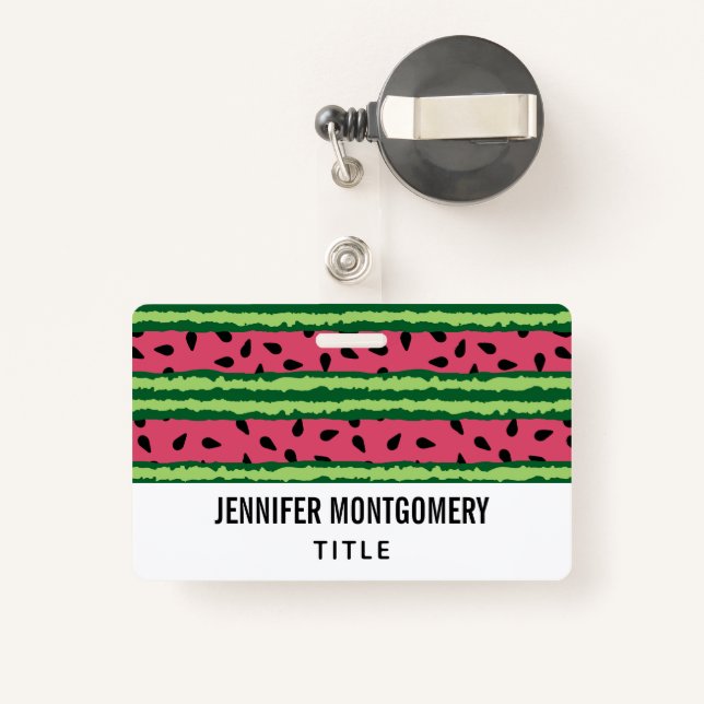 Badge Cute pastèque Motif rose et vert (Back with Retractable)