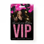 Badge d'accès VIP personnalisable noir et rose