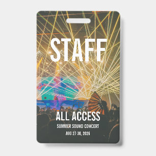 Badge d'accès VIP personnalisé pour concert