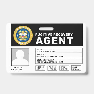BADGE D'AGENT DE RÉCUPÉRATION DE FUGITIF 