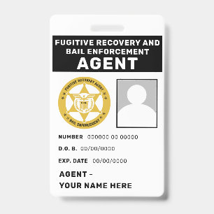 Badge d'AGENT DE RÉCUPÉRATION DE FUGITIF & DE CONT