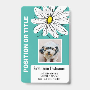 Badge Daisy moderne avec photo, logo carte d'identité em