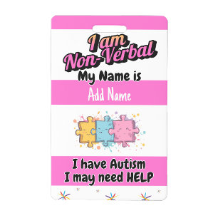 Badge d'alerte pour l'autisme, contact autistique 