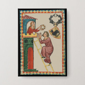 Badge Dame offrant un cadeau à un prétendant, 14e siècle