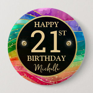 Badge d'anniversaire Arc-en-ciel Agate Paillettes 