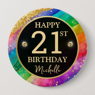 Badge d'anniversaire Arc-en-ciel Agate Paillettes 