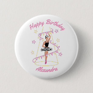 Badge d'anniversaire Ballet & Fanions (Noir/Marron