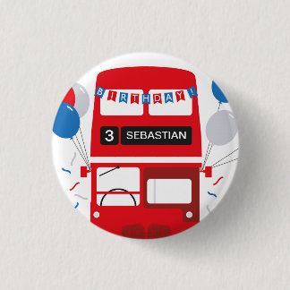 Badge d'anniversaire personnalisé London Red Bus
