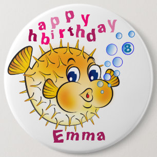 Badge d'anniversaire personnalisé - Poisson-globe