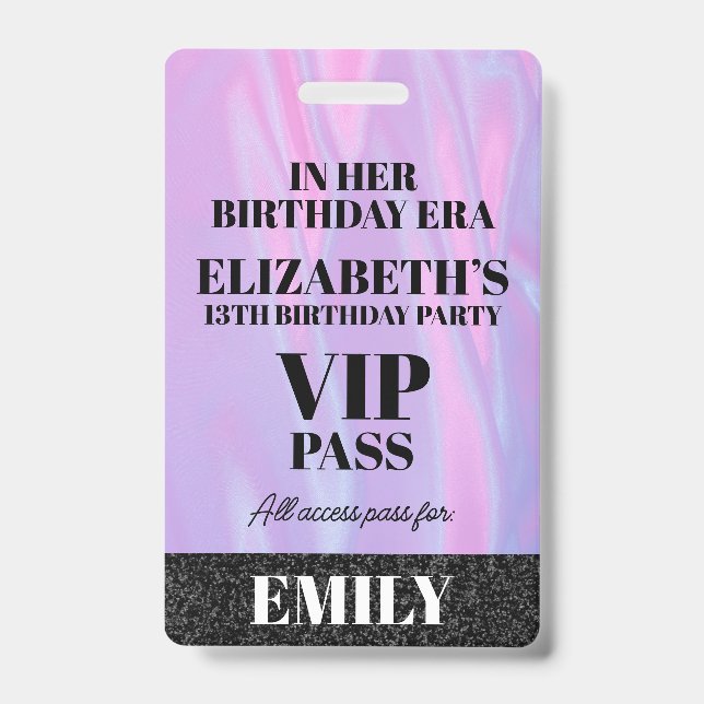Badge Dans son âge d'anniversaire VIP PASS Custom Party  (Front)