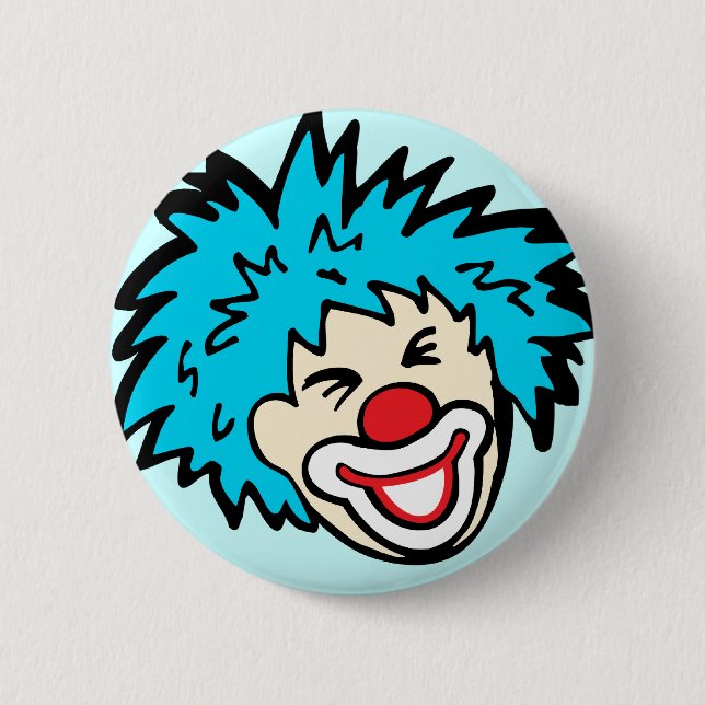 badge de bouton graphique clown sur bleu clair (Devant)