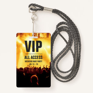 Badge de carte de concert d'accès VIP personnalisé